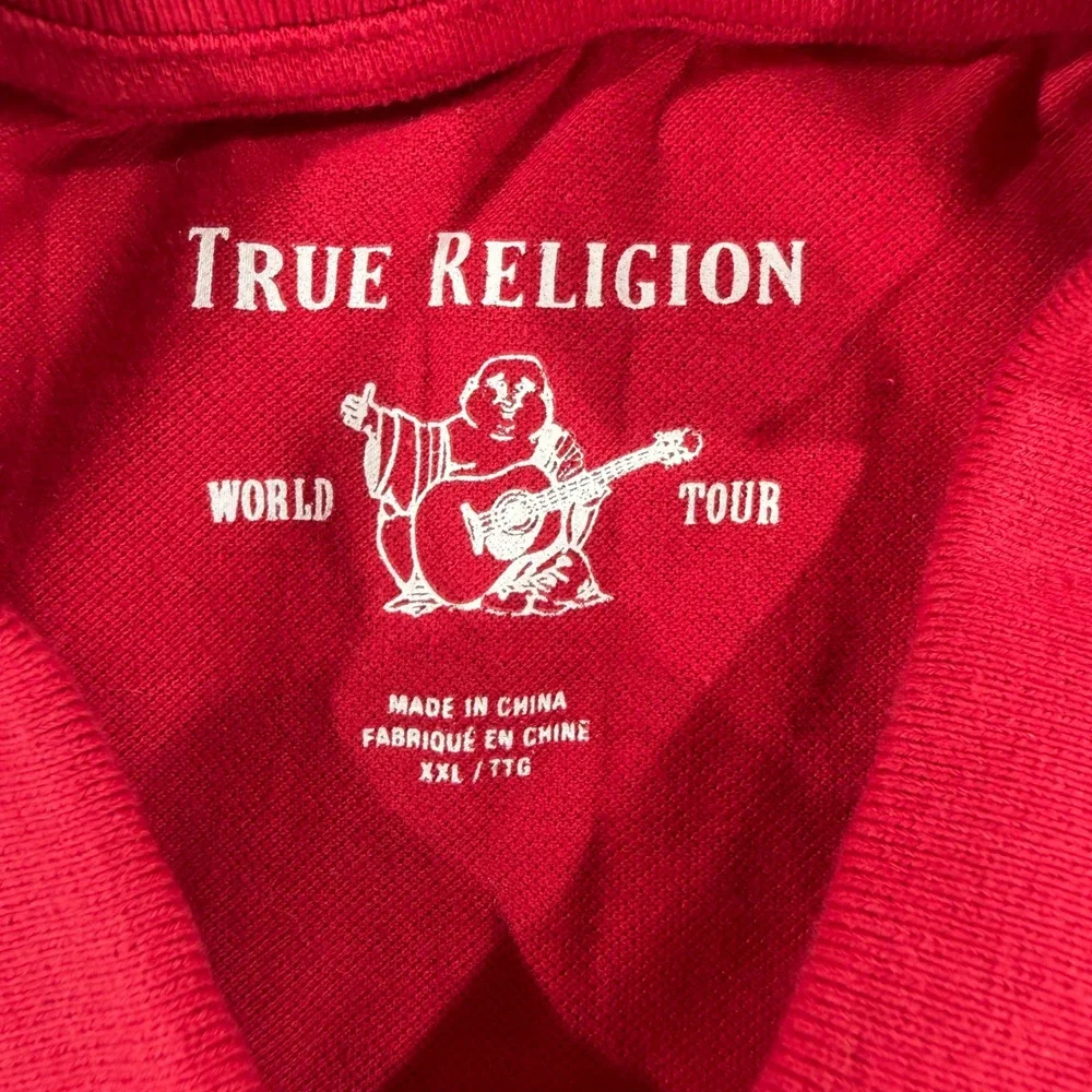 True Religion Mens Red Short Sleeve Logo Graphic Polo Shirt XXL
